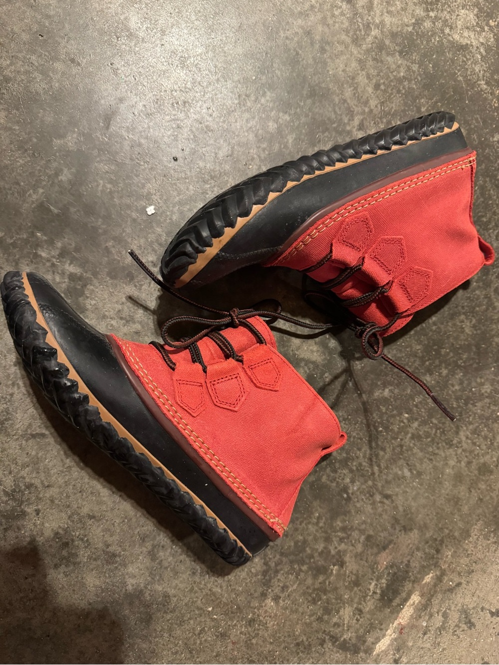 Sorel Red and Black Waterproof Lace-Up Duck Boots - Picture 2 of 6